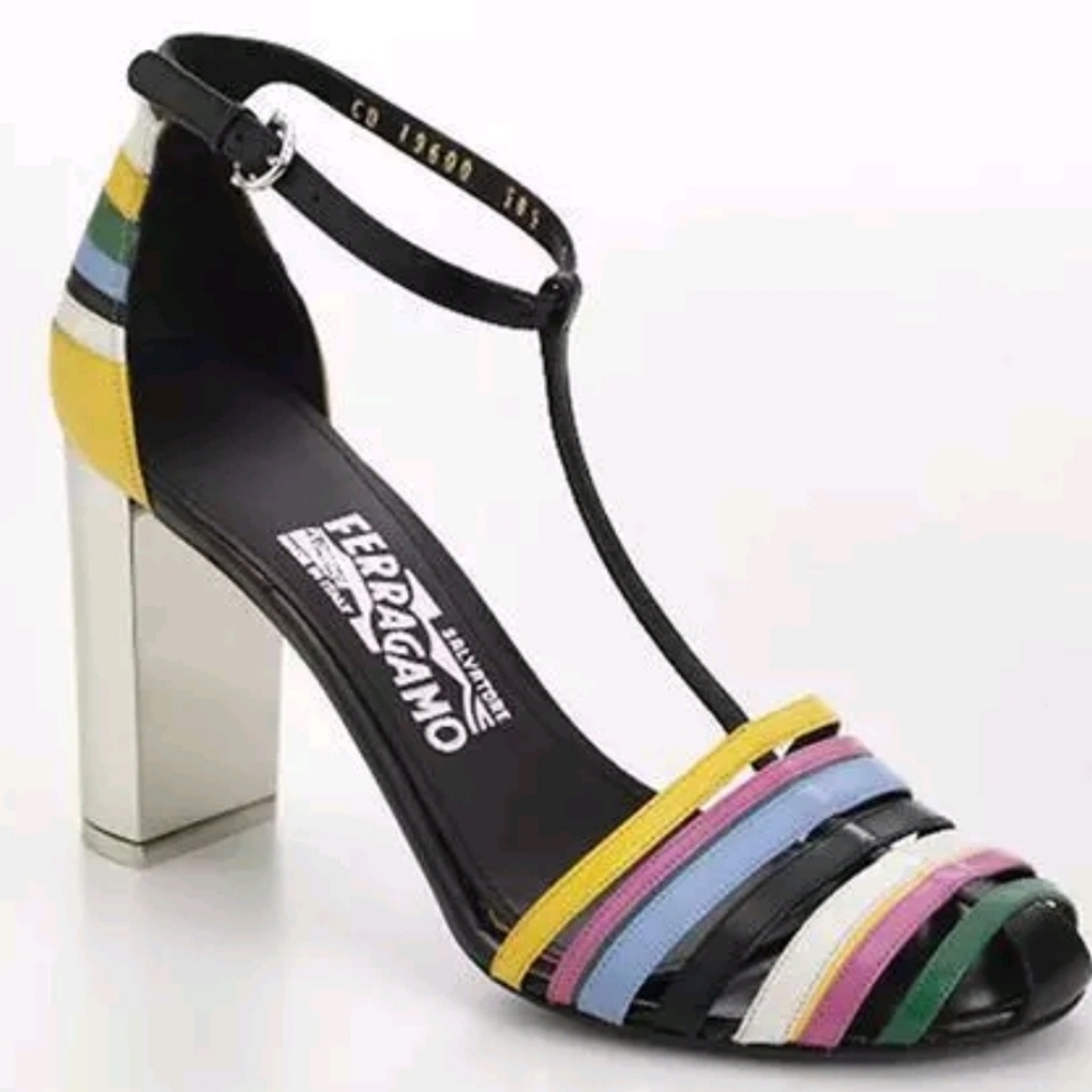 Salvatore Ferragamo Womens Rainbow Leather Gesi Pu
